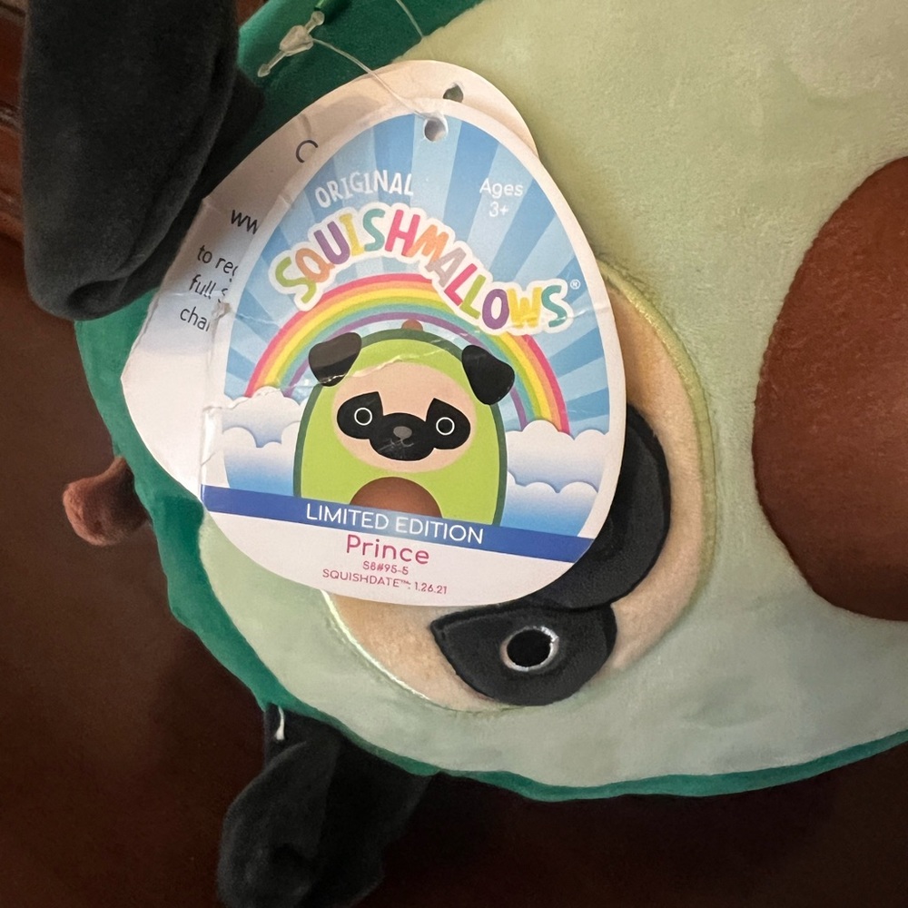 Squishmallow Plush 8" Prince Pug Dressed as Avocado Green Limited Edition - Picture 10 of 10